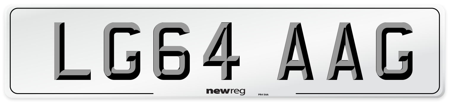LG64 AAG Number Plate from New Reg